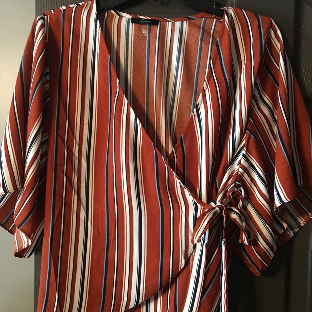 Striped Wrap Blouse